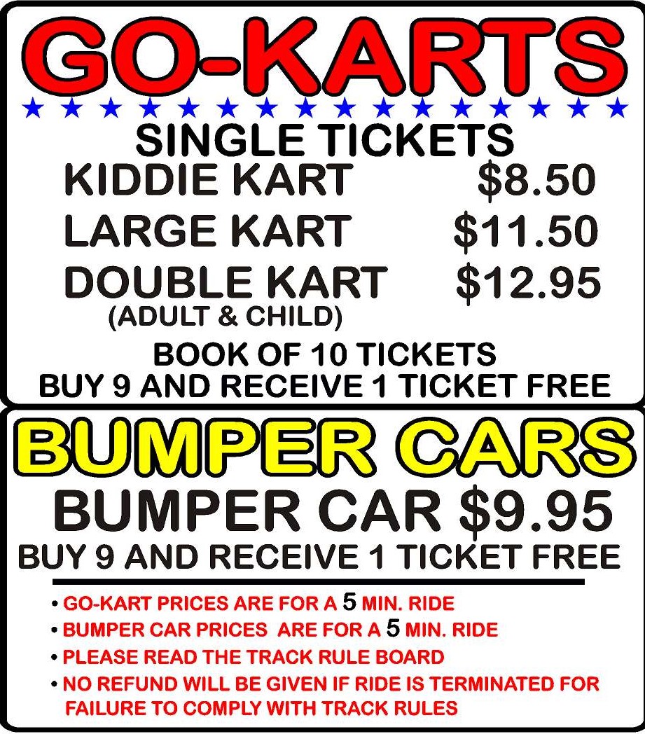 Prices for lakeside go-karts